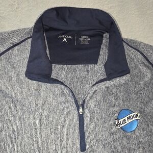 Antigua Blue Moon Brewing Co Mens XXXL Gray Navy Quarter Zip Pullover Sweater